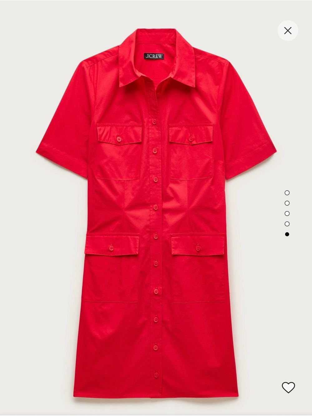 J. Crew Cotton Poplin Utility Shirt Dress in Festival Red